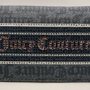 Juicy Couture Rhinestone Logo Wristlet in Denim Blue & Blush